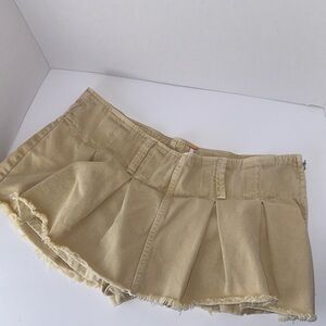 Free People Pleated Mini Skort in Khaki